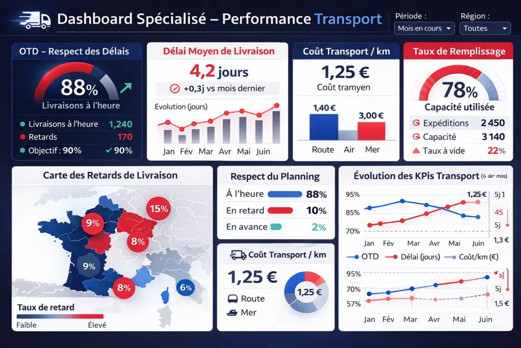 tableau de bord logistique